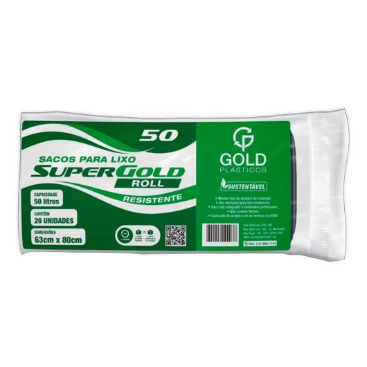 Saco de lixo super roll preto 50 litros Gold 20 Unidades - Imagem em destaque
