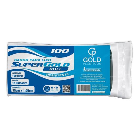 Saco de lixo super roll preto 100 litros Gold 10 Unidades - Imagem em destaque