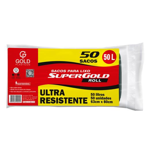 Saco de lixo super roll ultra resistente preto 50 litros Gold 50 Unidades - Imagem em destaque