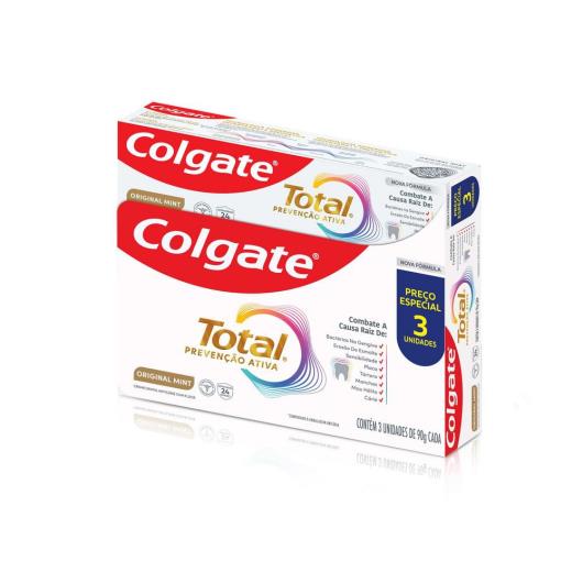 Creme Dental Colgate Total Original Mint Prevenção Ativa 90g Cada 3 Unidade Preço Especial - Imagem em destaque