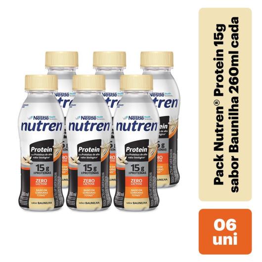 Pack Bebida Láctea Nutren Protein 15g de proteínas Baunilha 260ml 6 unidades - Imagem em destaque