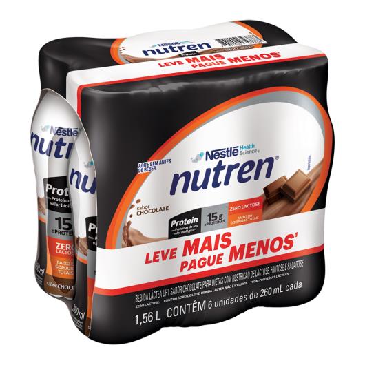 Pack Bebida Láctea Nutren Protein 15g de proteínas Chocolate 260ml 6 unidades - Imagem em destaque