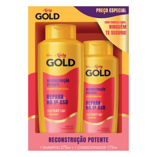 Shampoo + condicionador reconstrução potente Niely Gold preço especial Unidade - Imagem em destaque