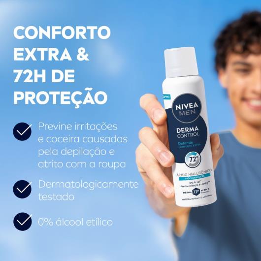 Antitranspirante aerosol derma control defende men Nivea 150ml - Imagem em destaque
