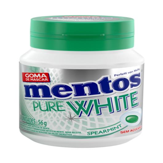 Goma de Mascar Mentos Pure White Spearmint Zero Açúcar Pote 56g 28 Unidades - Imagem em destaque