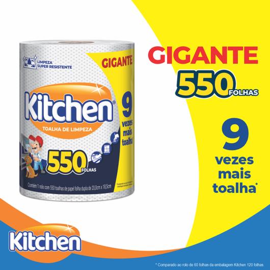 Papel Toalha Folha Dupla Kitchen Pacote Gigante 550 Folhas - Imagem em destaque