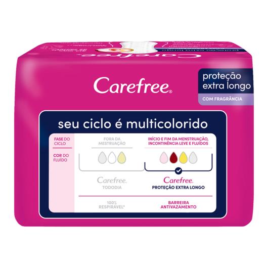 Protetor Diário Carefree sem Abas Proteção Extra Longo com Perfume Pacote 15 Unidades - Imagem em destaque
