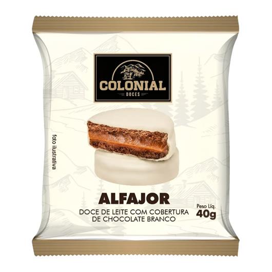 Alfajor Colonial Doces Recheio Doce de Leite e Cobertura Chocolate Branco 40g - Imagem em destaque