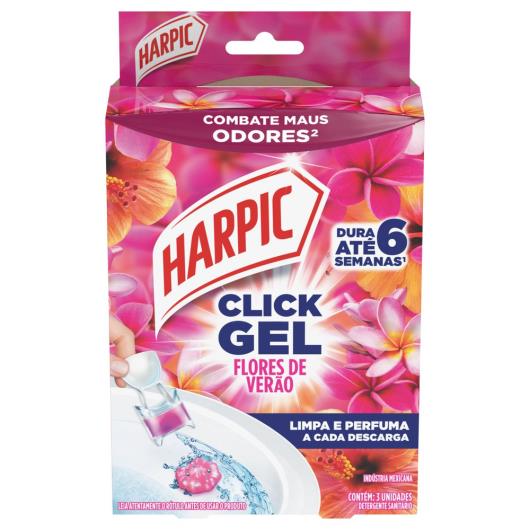 Detergente Sanitário Flores de Verão Harpic Click Gel 15g 3 Unidades - Imagem em destaque