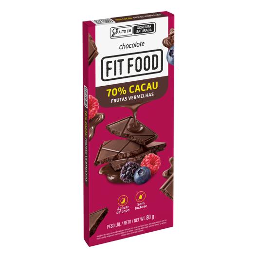 Chocolate 70% cacau frutas vermelhas Fit Food 80g - Imagem em destaque