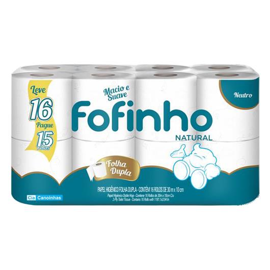 Papel higiênico folha dupla neutro 30m Fofinho leve mais pague menos 16 Unidades - Imagem em destaque