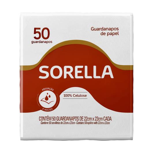 Guardanapo Sorella Folha Simples 22cm x 23cm Pacote 50 Unidades - Imagem em destaque