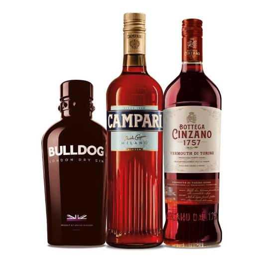 Kit 1 Campari 998ml + 1 Cinzano Bottega Vermouth 1757 1l + 1 Gin Bulldog London Dry 750ml - Imagem em destaque