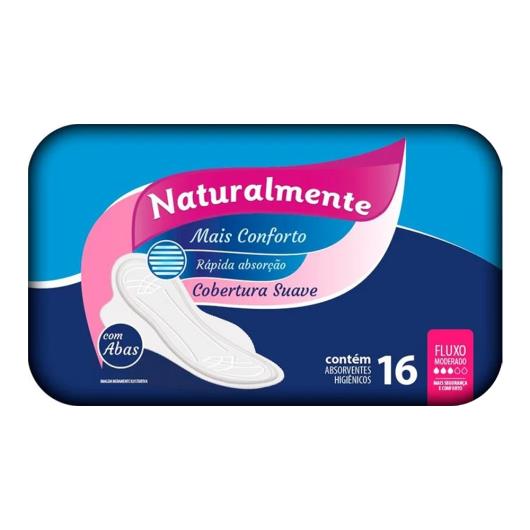 Absorvente cobertura suave com abas Naturalmente 16 Unidades - Imagem em destaque