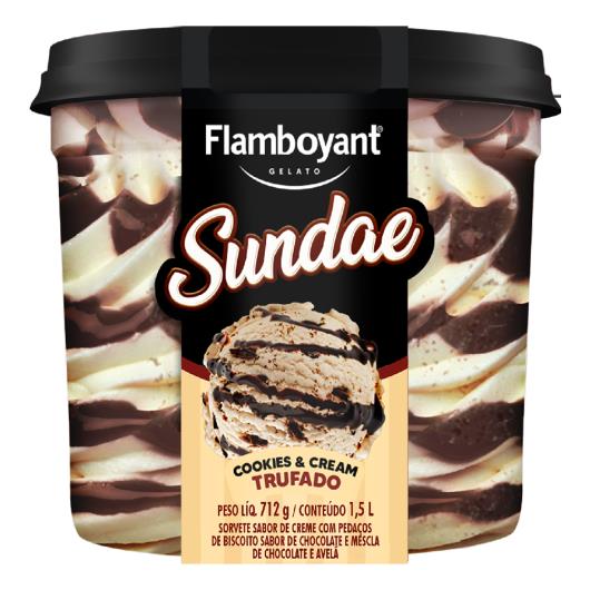 Gelato sundade trufado cookies e cream Flamboyant 712g - Imagem em destaque