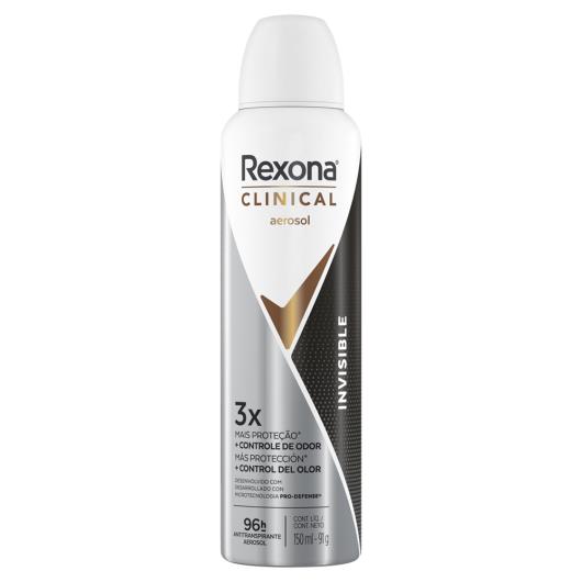 Desodorante Antitranspirante Aerossol Invisible Rexona Clinical 150ml - Imagem em destaque