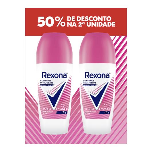 Desodorante roll on powder dry Rexona 50% de desconto na segunda unidade 100ml - Imagem em destaque