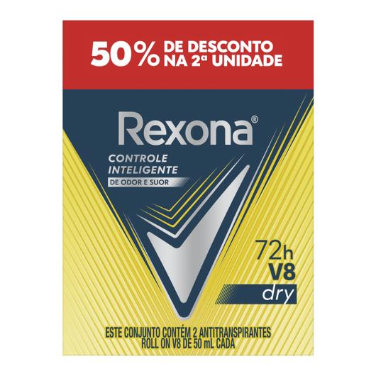 Desodorante roll on v8 dry Rexona 50% de desconto na segunda unidade 100ml - Imagem em destaque