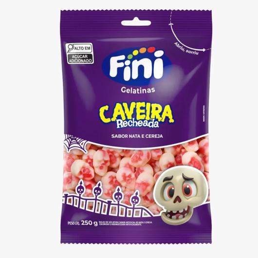 Bala de gelatina caveira recheada nata e cereja Fini 80g - Imagem em destaque