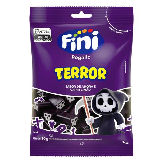 Bala regaliz terror sabor amora e capim limão Fini 80g - Imagem em destaque