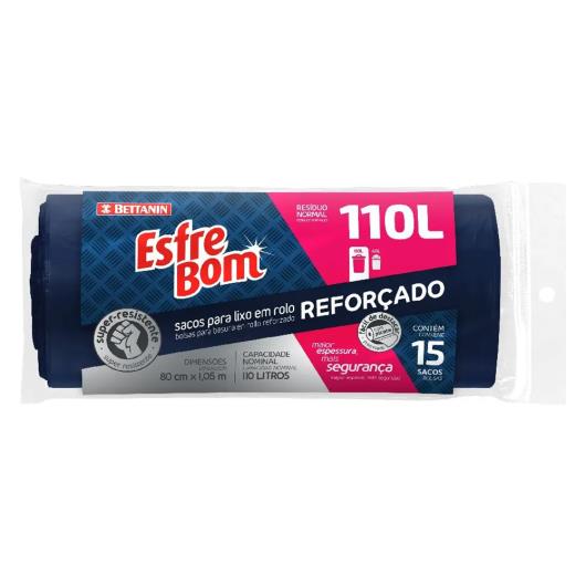 Saco para Lixo Reforçado Esfrebom 110l 15 Unidades - Imagem em destaque