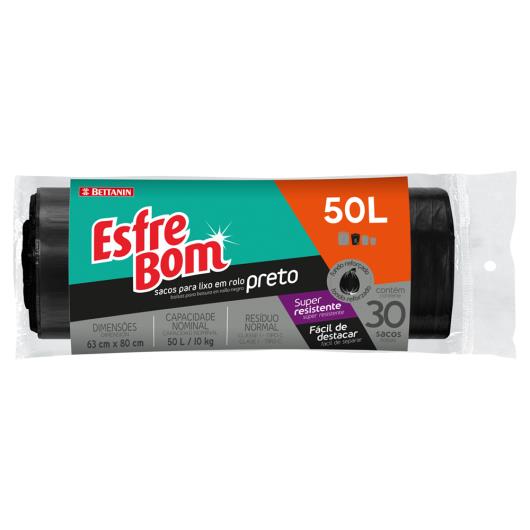 Saco para Lixo Preto Esfrebom 50l 30 Unidades - Imagem em destaque