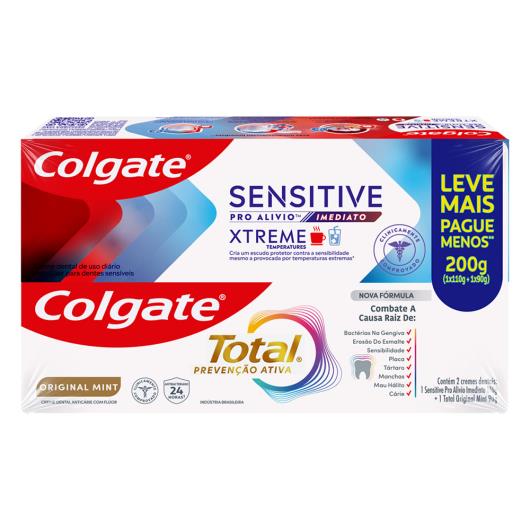 Creme dental pro-alívio imediato 110g + original mint 90g Colgate Leve Mais Pague Menos 200g - Imagem em destaque