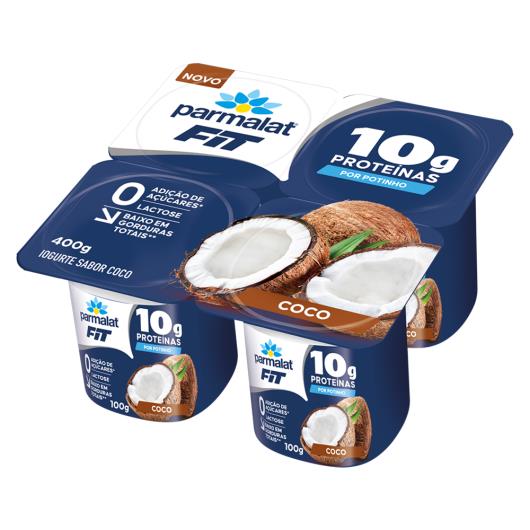 Iogurte Coco 10g de Proteínas Zero Lactose Parmalat Fit Bandeja 400g 4 Unidades - Imagem em destaque