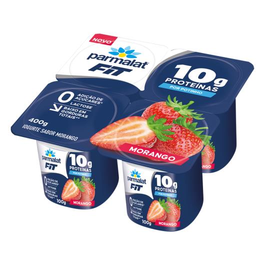 Iogurte Morango 10g de Proteínas Zero Lactose Parmalat Fit Bandeja 400g 4 Unidades - Imagem em destaque