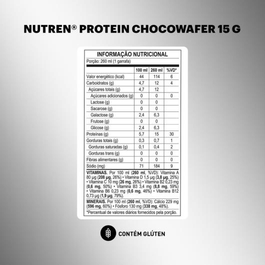 Bebida láctea choco wafer 15g de proteína Nutren 260ml - Imagem em destaque