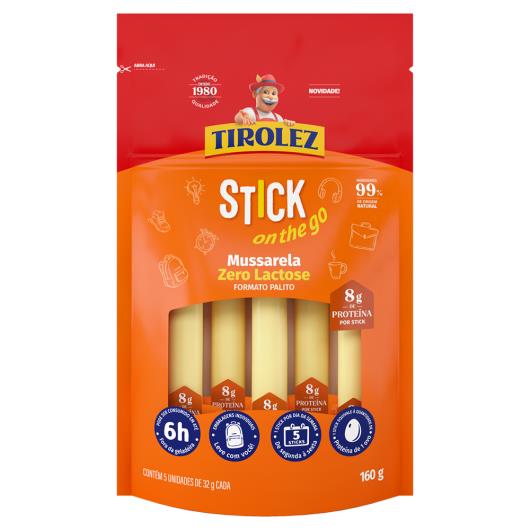 Queijo mussarela zero lactose Tirolez stick 160g - Imagem em destaque