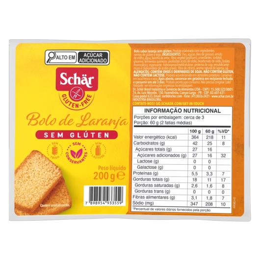 Bolo laranja sem gluten Schar 200g - Imagem em destaque