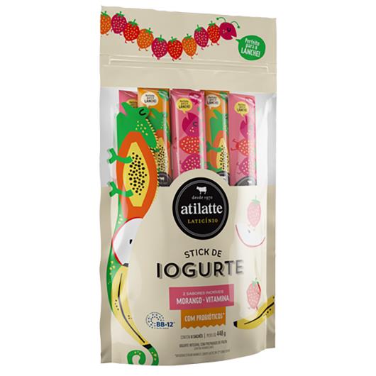 Iogurte Morango e Vitamina de Frutas Atilatte Stick 448g - Imagem em destaque
