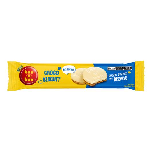 Biscoito Beijinho Recheio Coco Cobertura Chocolate Branco Bon o Bon Choco Biscuit 76g - Imagem em destaque
