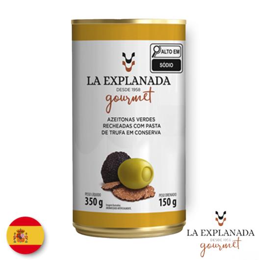 Azeitona verde recheada com pasta de trufa La Explanada conserva lata 150g - Imagem em destaque