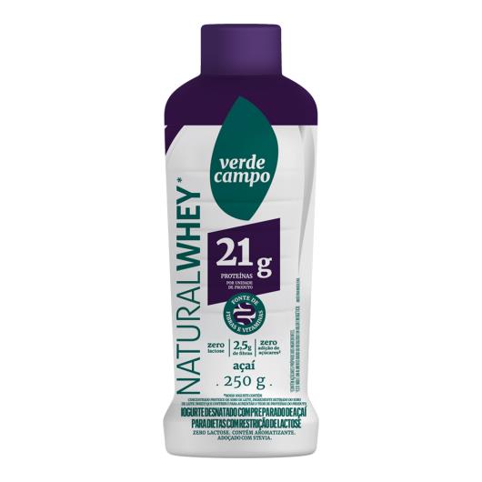 Iogurte Açaí 21g de Proteínas Verde Campo Natural Whey Frasco 250g - Imagem em destaque