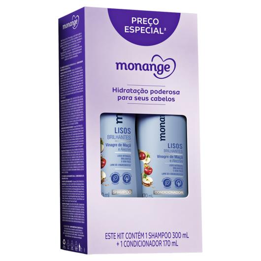 Kit Shampoo 300ml + Condicionador 170ml Lisos Brilhantes Monange Preço Especial un - Imagem em destaque