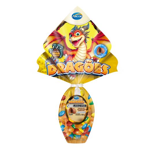 Ovo de Páscoa ao Leite com Confeitos Dragões Arcor 120g Vem com 1 Jogo Digital - Imagem em destaque