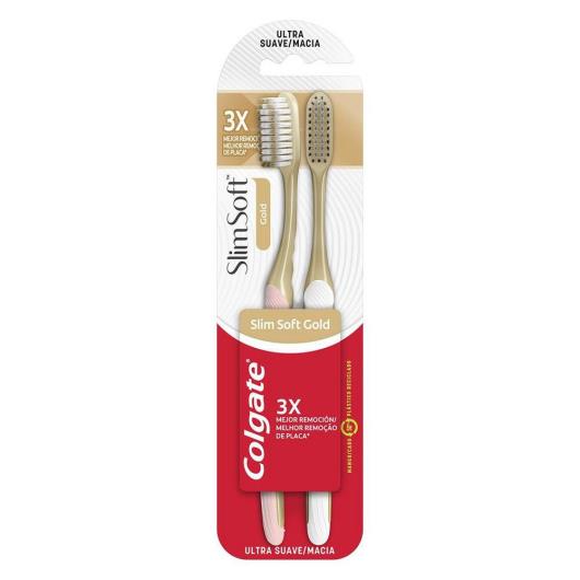 Escova Dental Slim Soft Gold Ultramacia Colgate 2 Unidades - Imagem em destaque