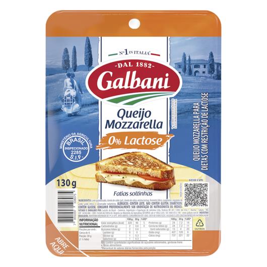 Queijo Mussarela Zero Lactose Galbani Fatiado 130g - Imagem em destaque