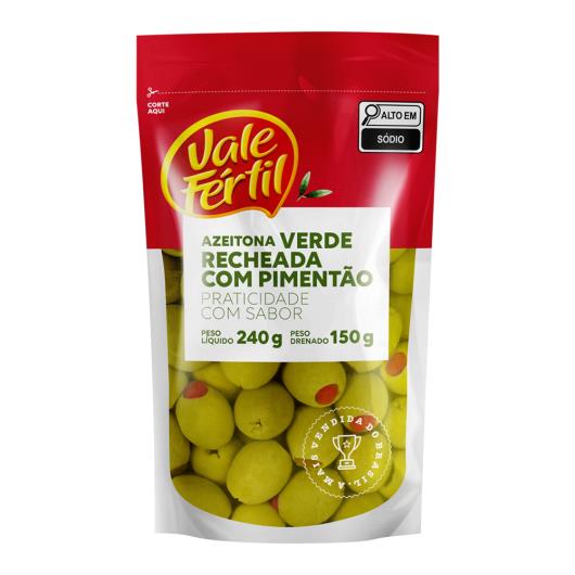 Azeitona Verde Recheio Pimentão em Conserva Vale Fértil Sachê 150g - Imagem em destaque
