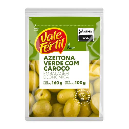 Azeitona Verde com Caroço em Conserva Vale Fértil Sachê 100g - Imagem em destaque