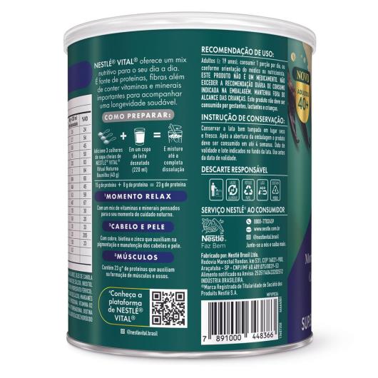 Suplemento Alimentar em Pó Baunilha Ritual Noturno 40+ Nestlé Vital Lata 360g - Imagem em destaque
