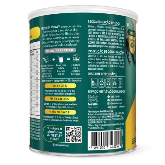 Suplemento Alimentar em Pó Baunilha Ritual Matinal 40+ Nestlé Vital Lata 360g - Imagem em destaque