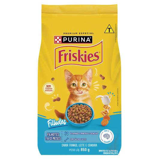 Ração para Gatos Filhotes Frango, Leite e Cenoura Purina Friskies Pacote 850g - Imagem em destaque