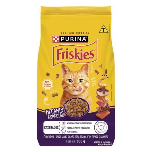 Ração para Gatos Adultos Castrados Megamix Purina Friskies Pacote 850g - Imagem em destaque