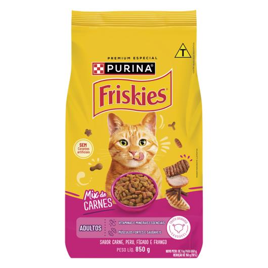 Ração para Gatos Adultos Mix de Carnes Purina Friskies Pacote 850g - Imagem em destaque