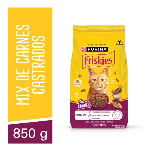 Ração para Gatos Adultos Castrados Mix de Carnes Purina Friskies Pacote 850g - Imagem em destaque