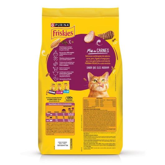 Ração para Gatos Adultos Castrados Mix de Carnes Purina Friskies Pacote 2,5kg - Imagem em destaque