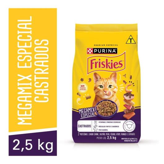 Ração para Gatos Adultos Castrados Megamix Purina Friskies Pacote 2,5kg - Imagem em destaque